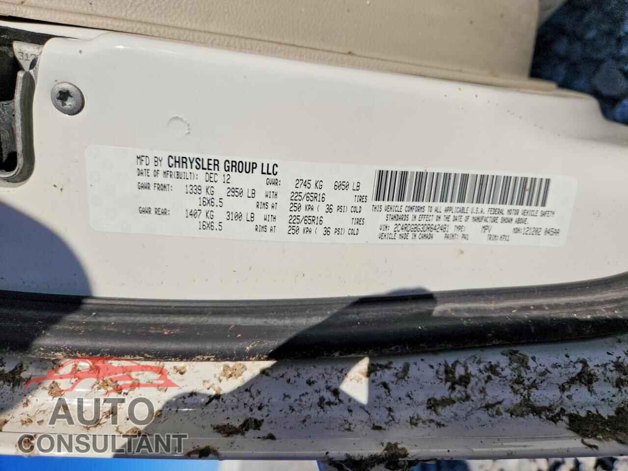 DODGE CARAVAN 2013 - 2C4RDGBG3DR642481