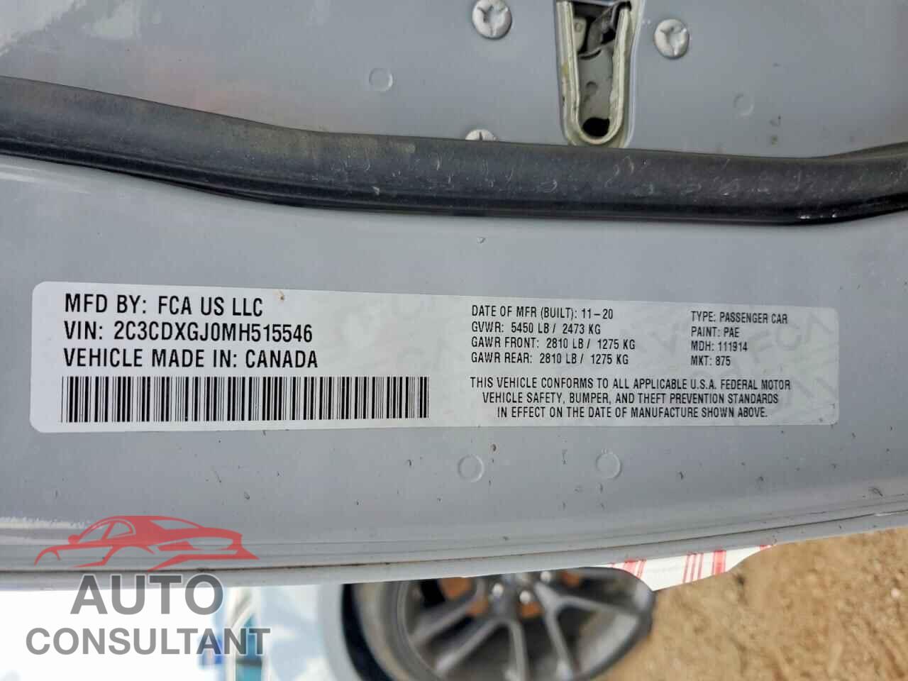 DODGE CHARGER 2021 - 2C3CDXGJ0MH515546
