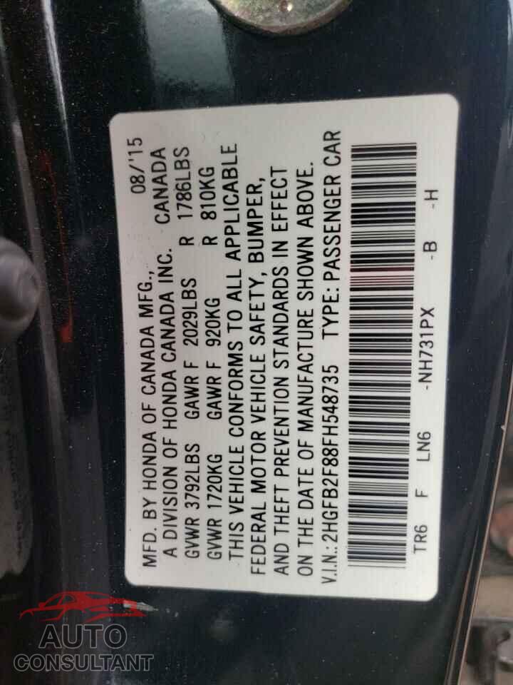 HONDA CIVIC 2015 - 2HGFB2F88FH548735