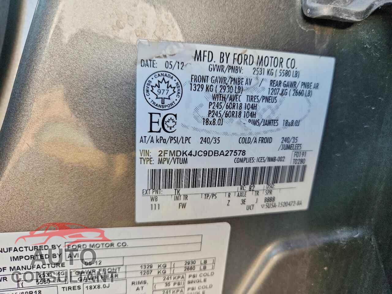 FORD EDGE 2013 - 2FMDK4JC9DBA27578