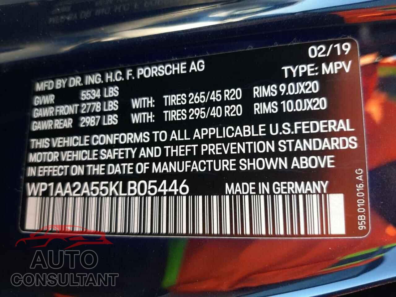 PORSCHE MACAN 2019 - WP1AA2A55KLB05446