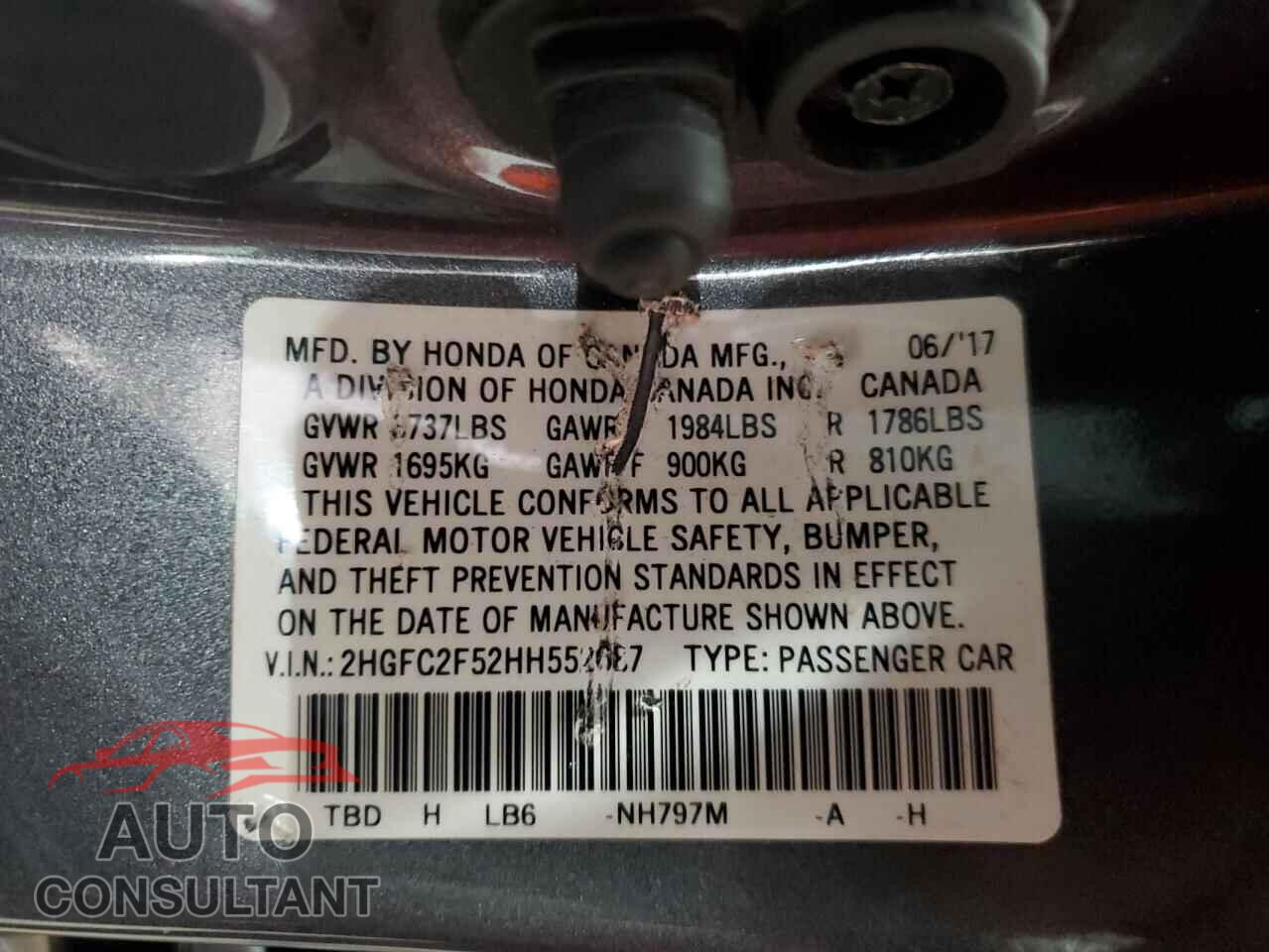 HONDA CIVIC 2017 - 2HGFC2F52HH552687