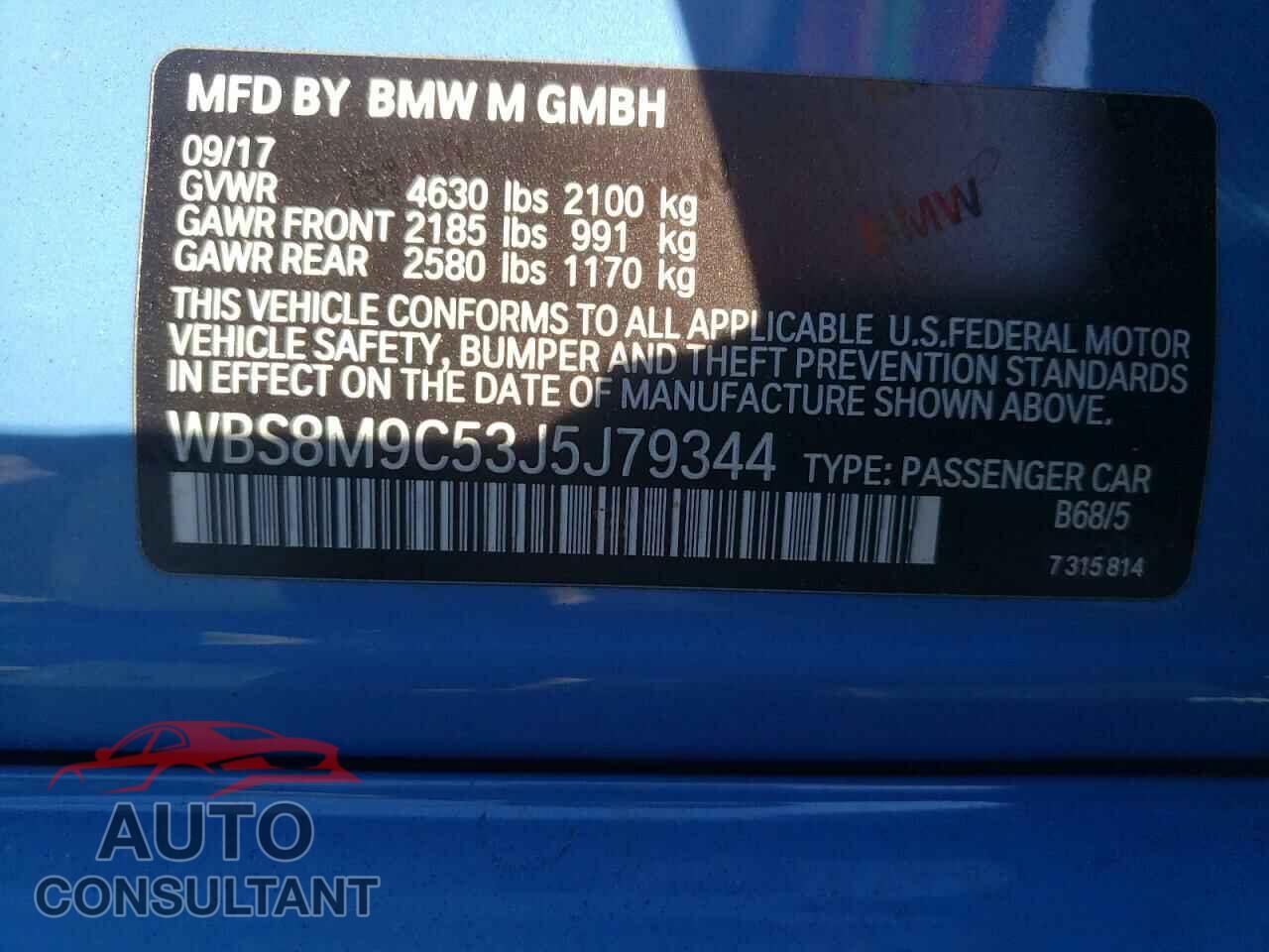 BMW M3 2018 - WBS8M9C53J5J79344