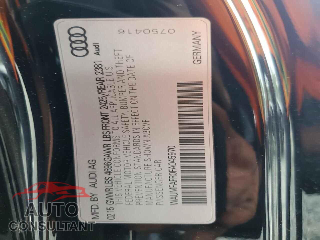 AUDI A5 2015 - WAUMFAFR0FA045970