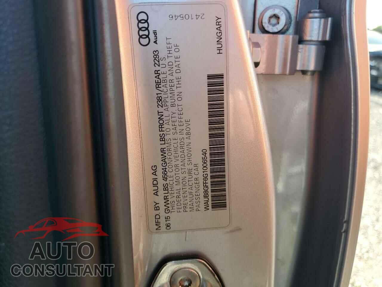 AUDI A3 2016 - WAUB8GFF6G1006540