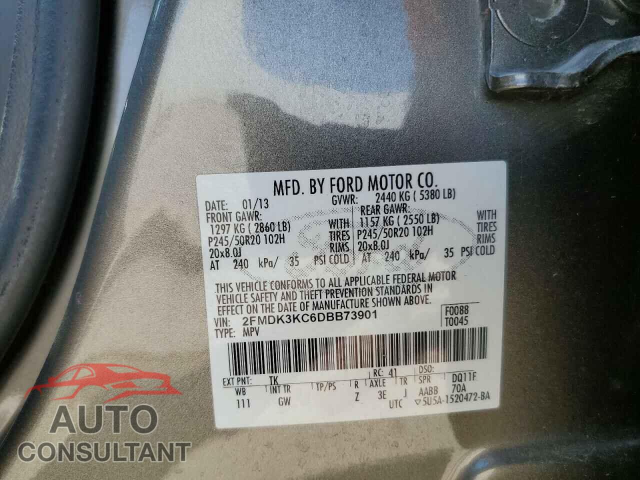 FORD EDGE 2013 - 2FMDK3KC6DBB73901