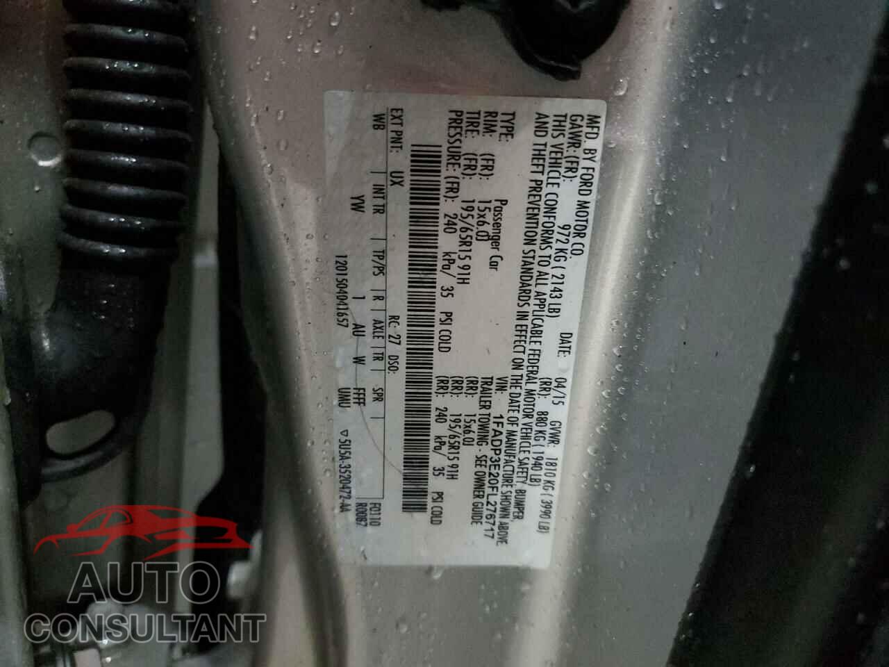 FORD FOCUS 2015 - 1FADP3E20FL276717
