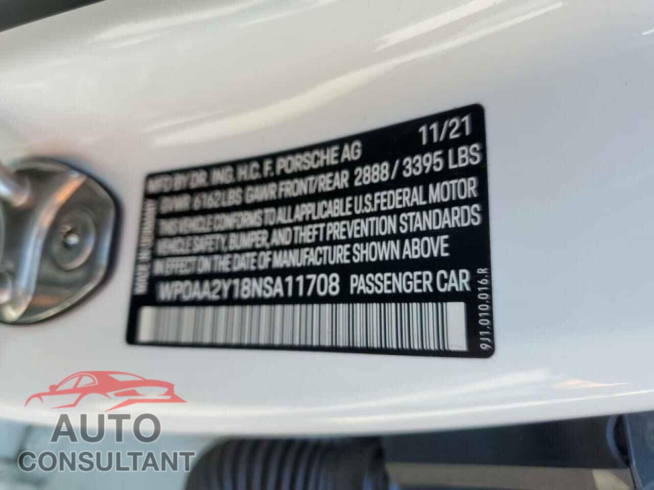 PORSCHE TAYCAN 2022 - WP0AA2Y18NSA11708