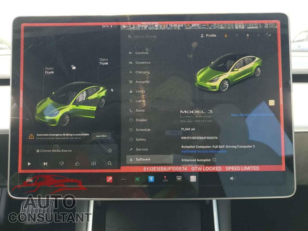 TESLA MODEL 3 2018 - 5YJ3E1EB8JF100574