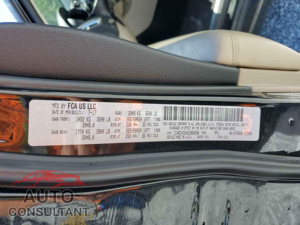 DODGE DURANGO 2017 - 1C4RDHDG4HC960594