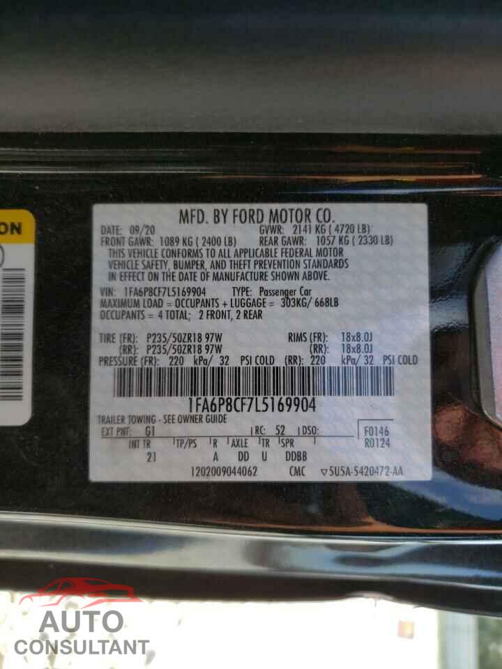 FORD MUSTANG 2020 - 1FA6P8CF7L5169904