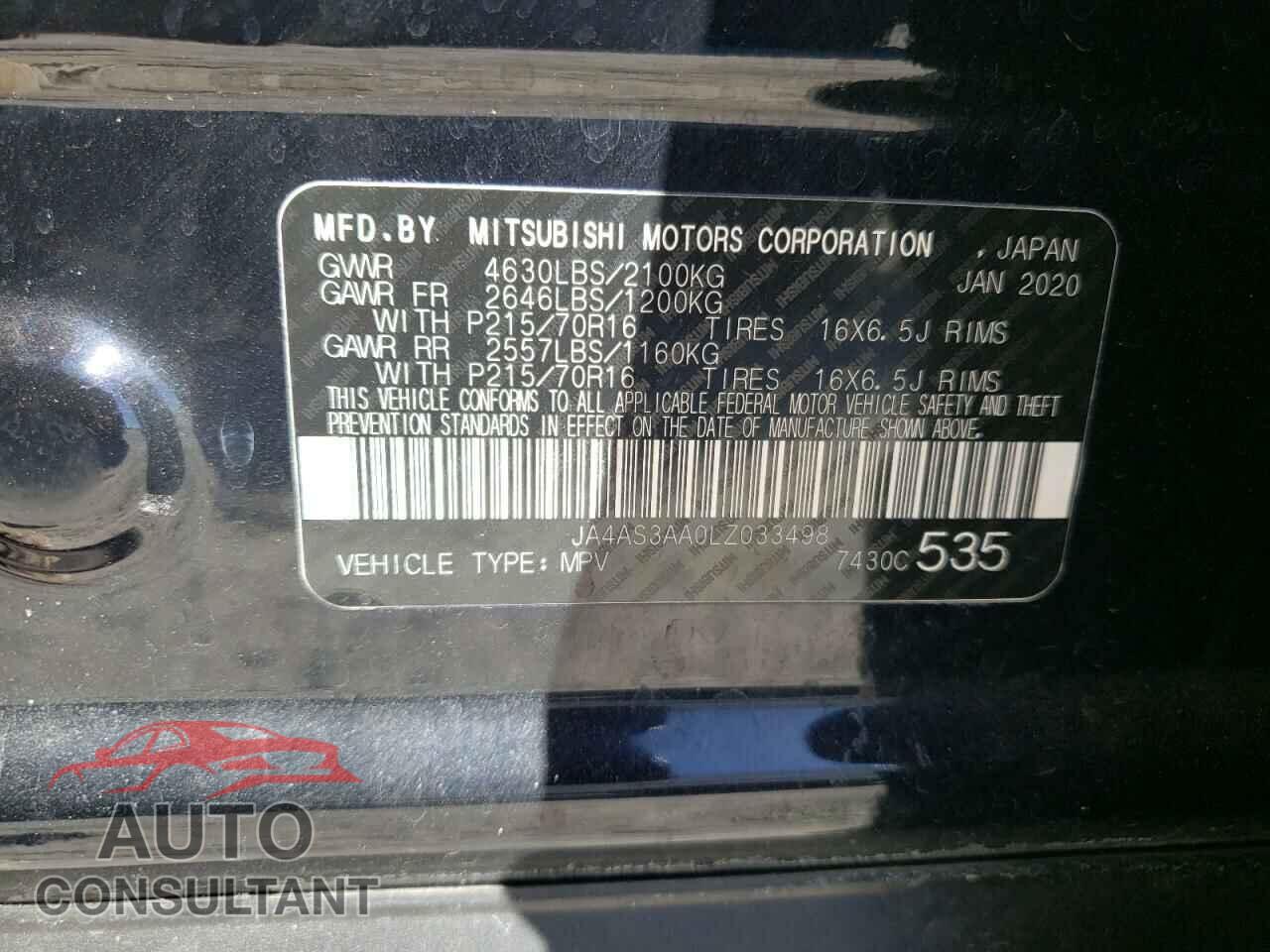 MITSUBISHI ECLIPSE 2020 - JA4AS3AA0LZ033498