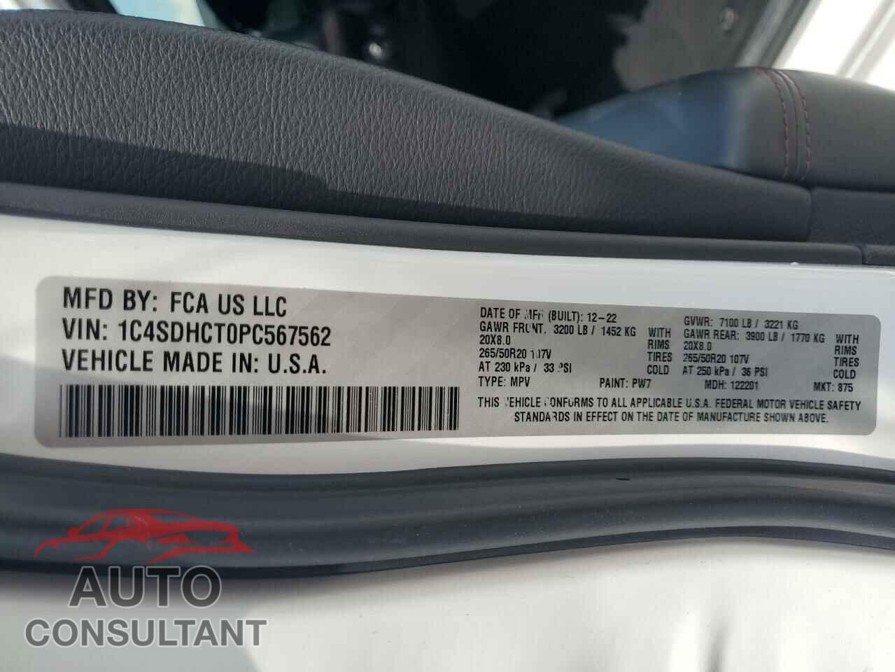 DODGE DURANGO 2023 - 1C4SDHCT0PC567562