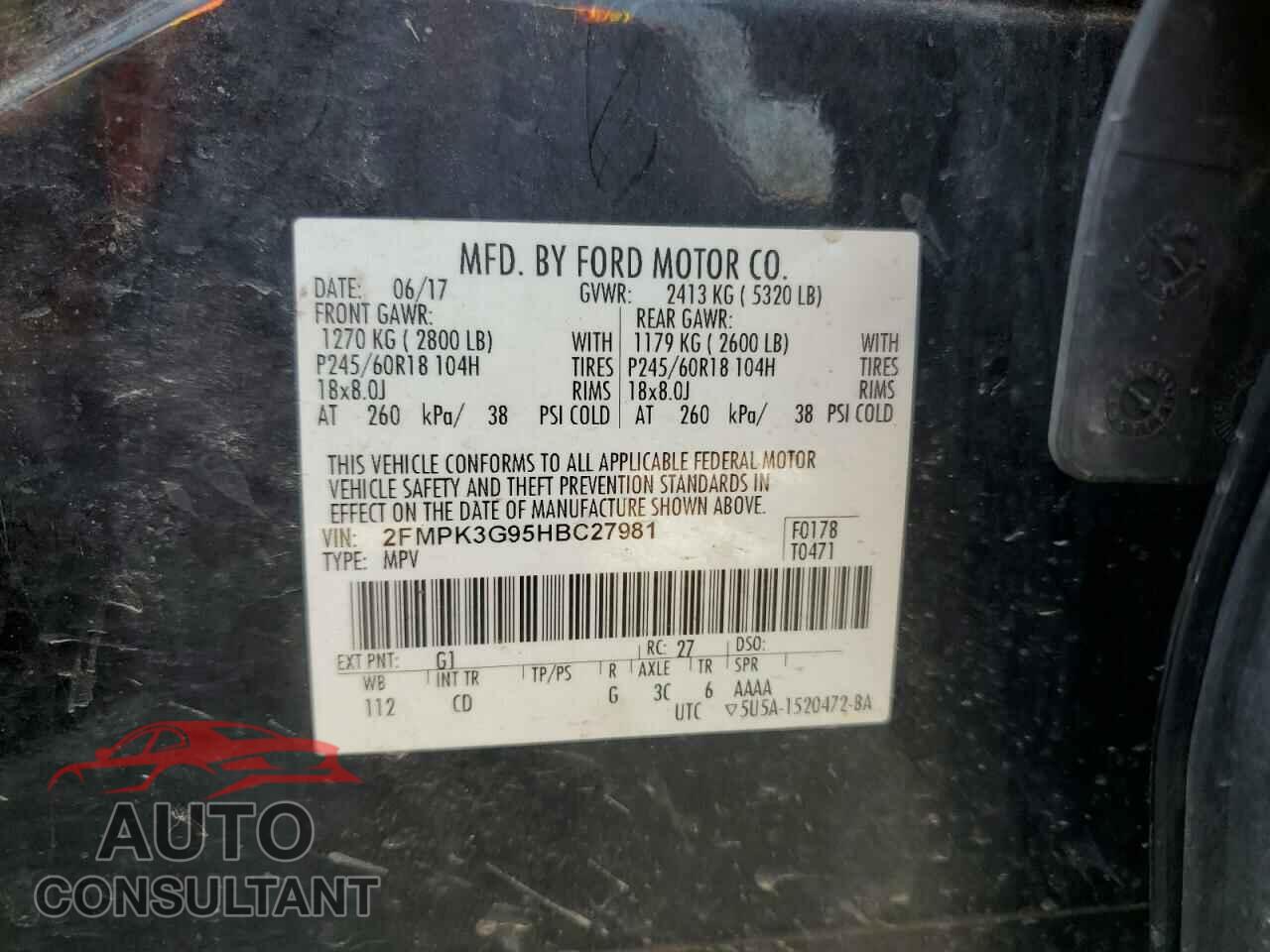 FORD EDGE 2017 - 2FMPK3G95HBC27981