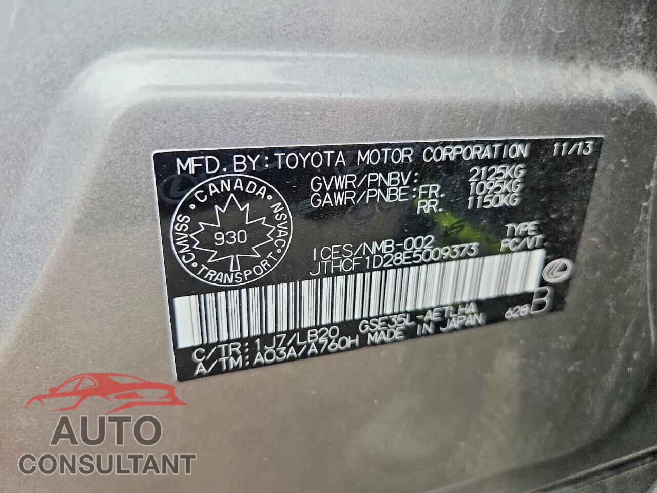 LEXUS IS 2014 - JTHCF1D28E5009373