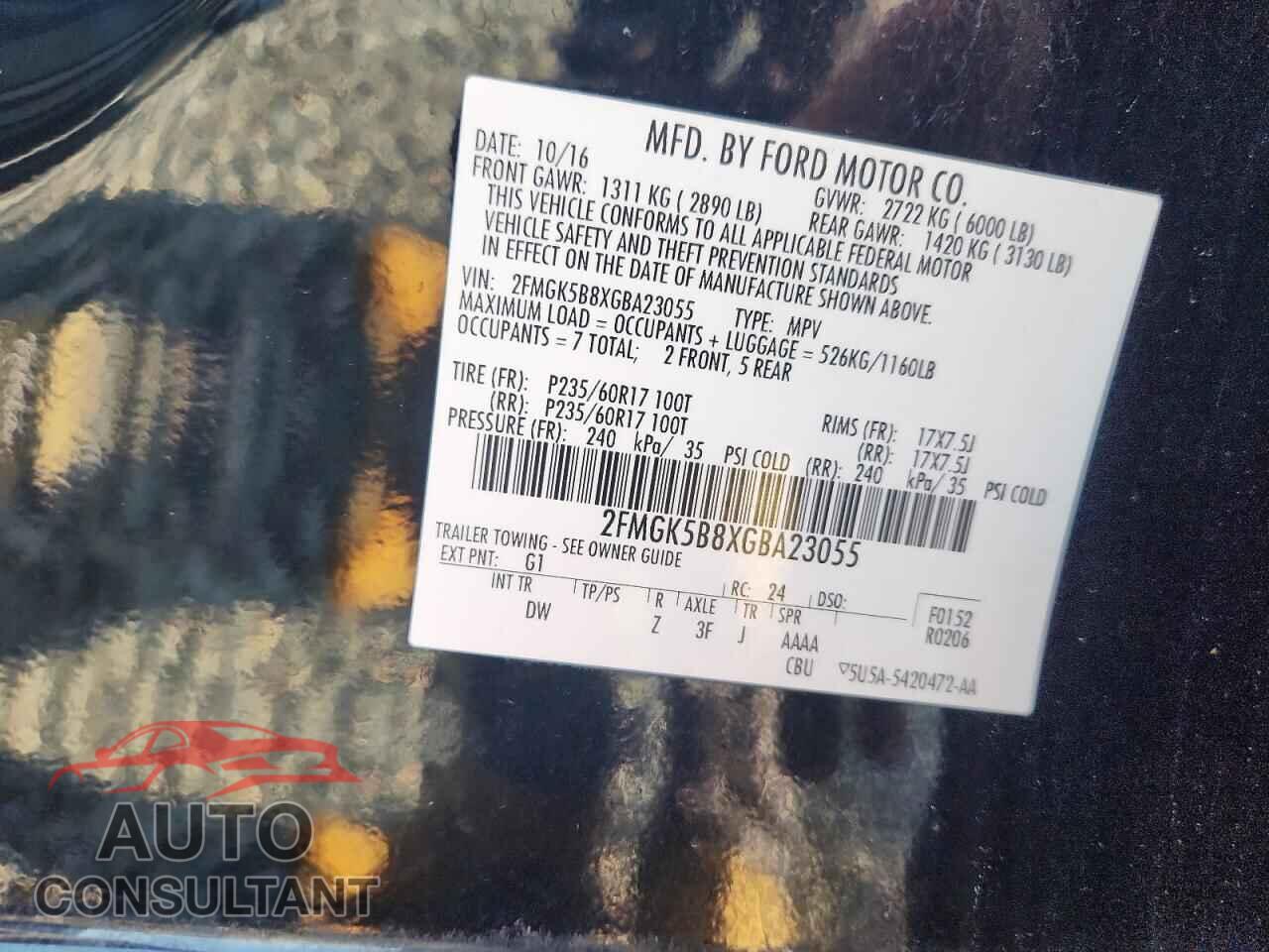 FORD FLEX 2016 - 2FMGK5B8XGBA23055