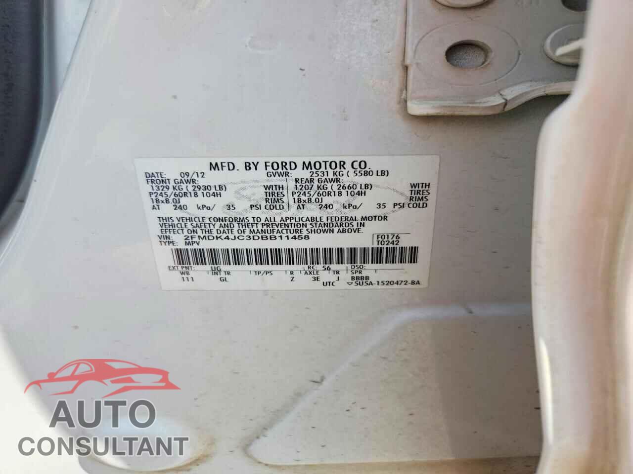 FORD EDGE 2013 - 2FMDK4JC3DBB11458