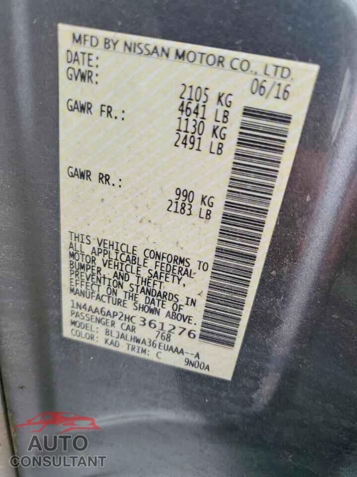 NISSAN MAXIMA 2017 - 1N4AA6AP2HC361276