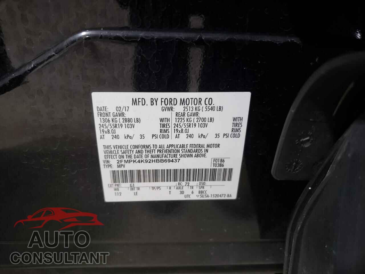 FORD EDGE 2017 - 2FMPK4K92HBB69437