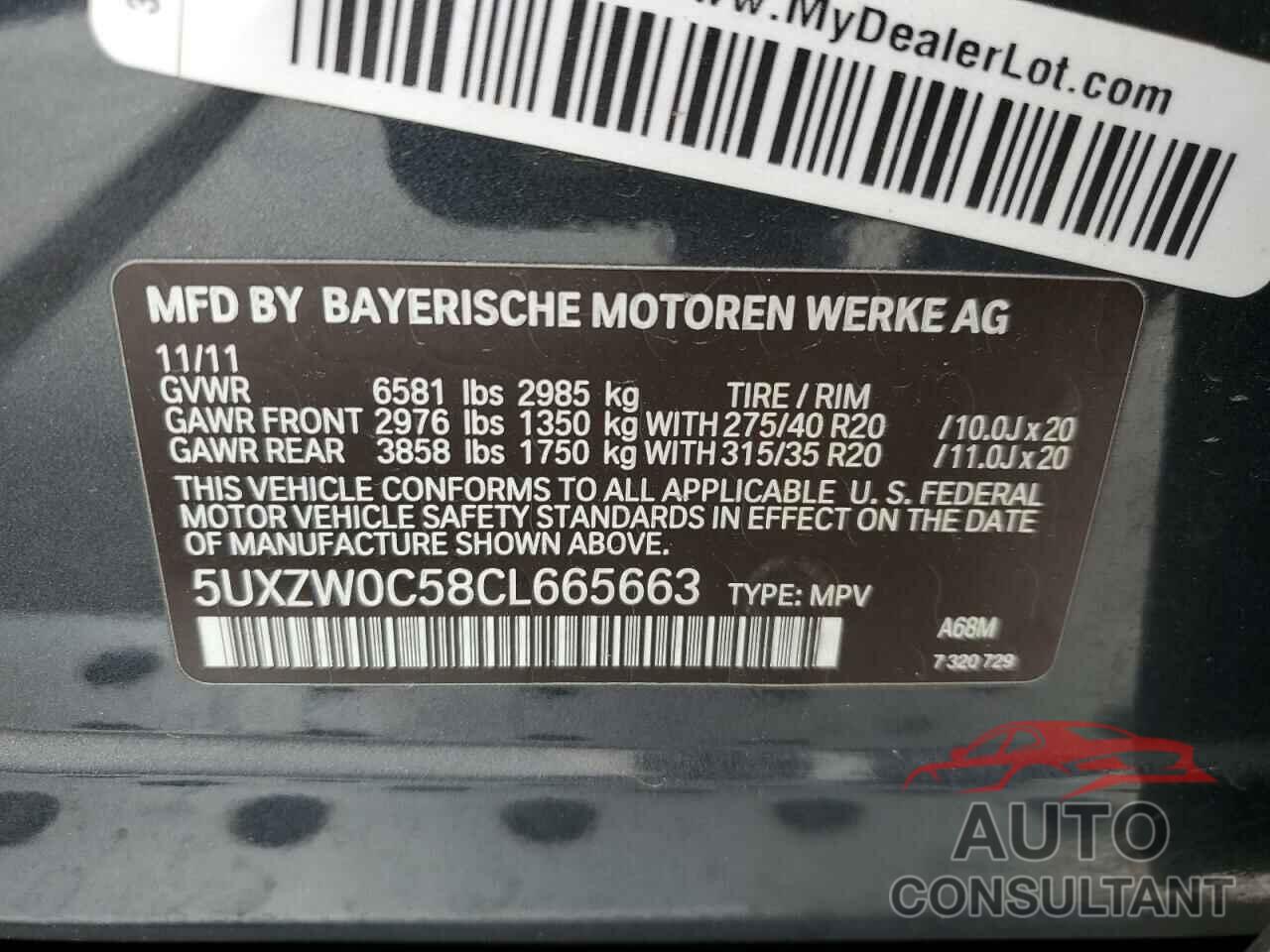 BMW X5 2012 - 5UXZW0C58CL665663