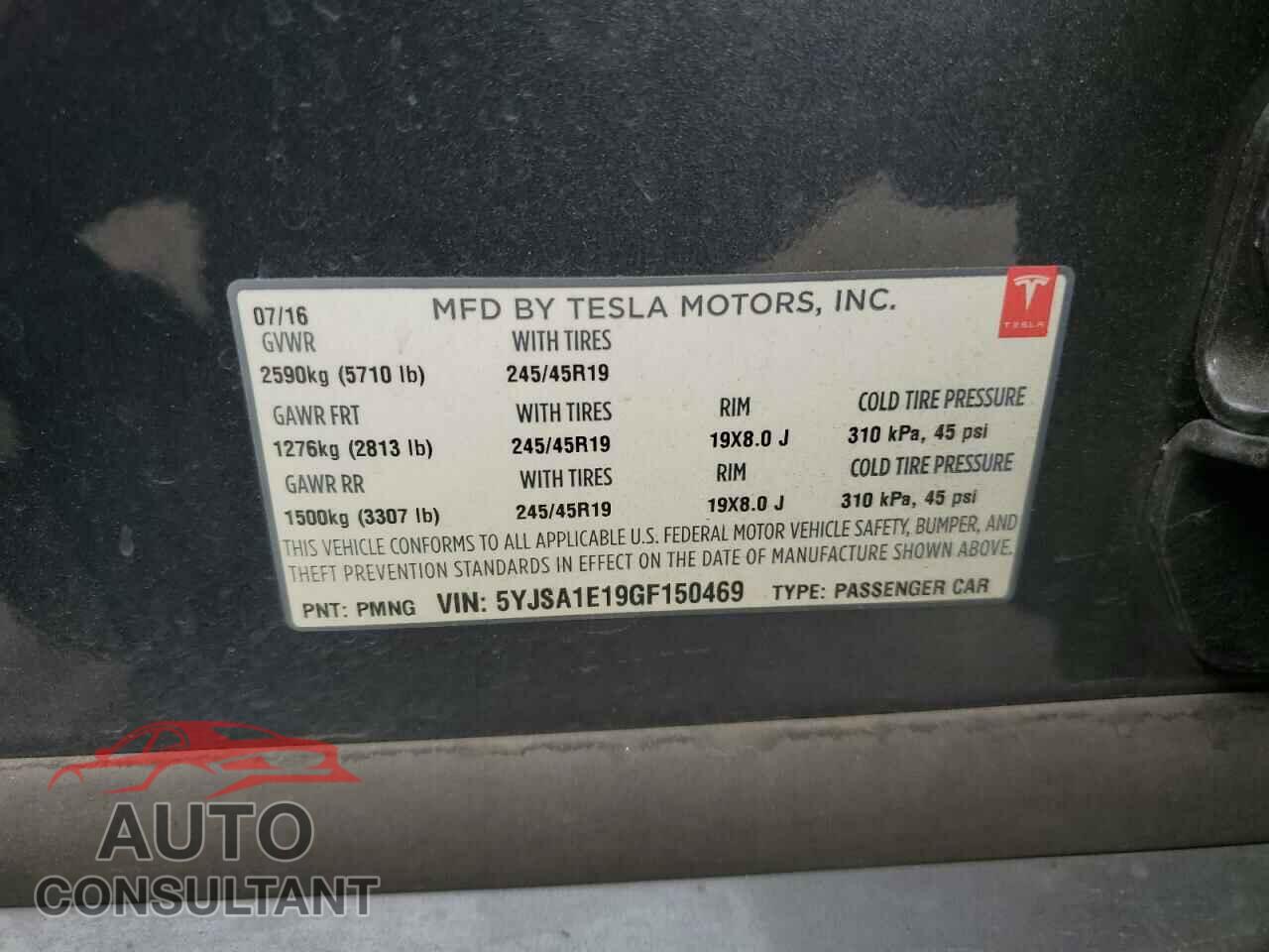 TESLA MODEL S 2016 - 5YJSA1E19GF150469
