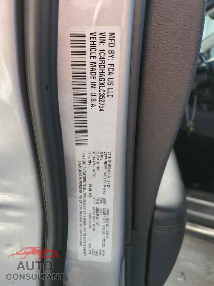 DODGE DURANGO 2020 - 1C4RDHAGXLC352754