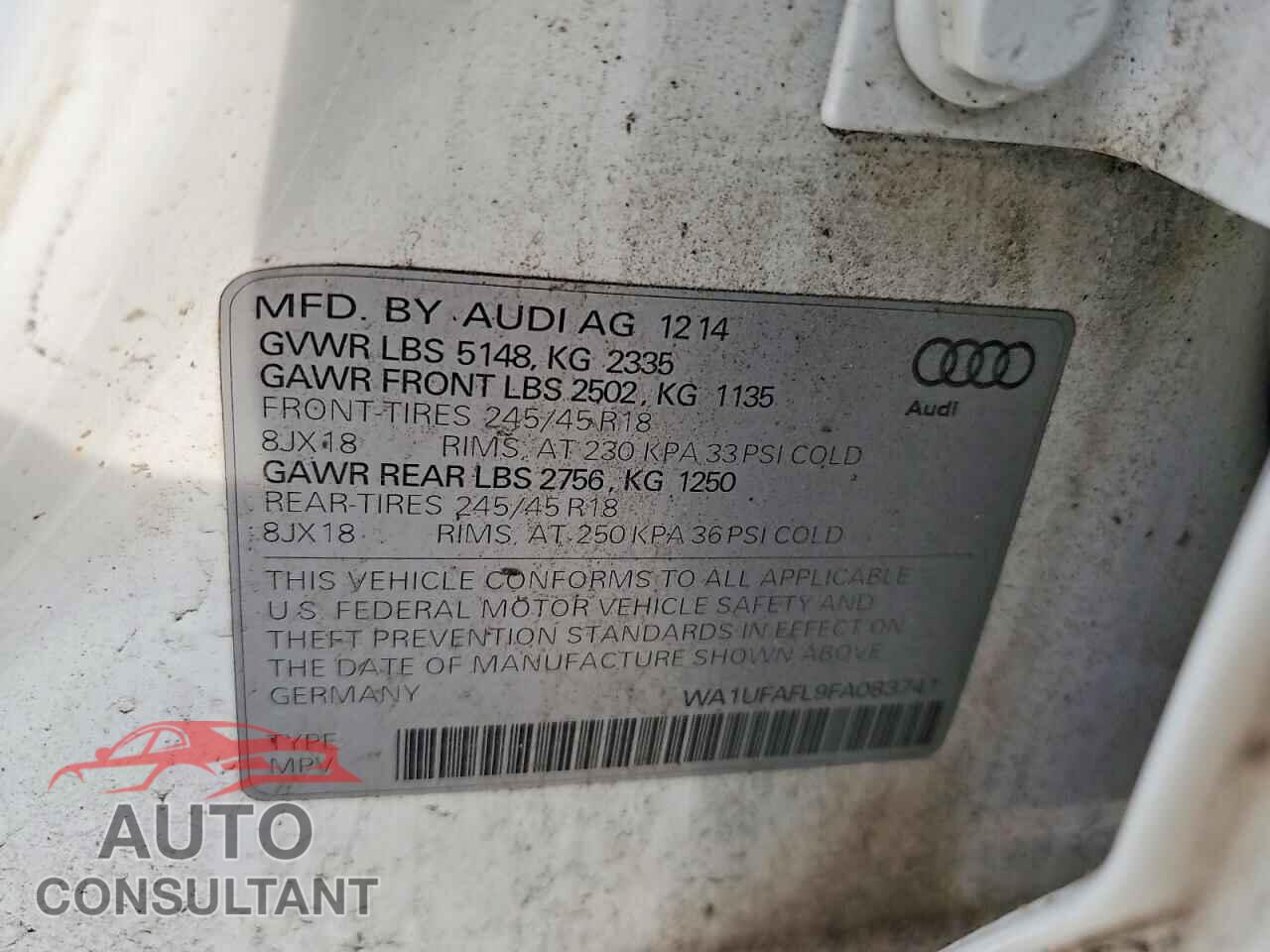 AUDI A4 2015 - WA1UFAFL9FA083741