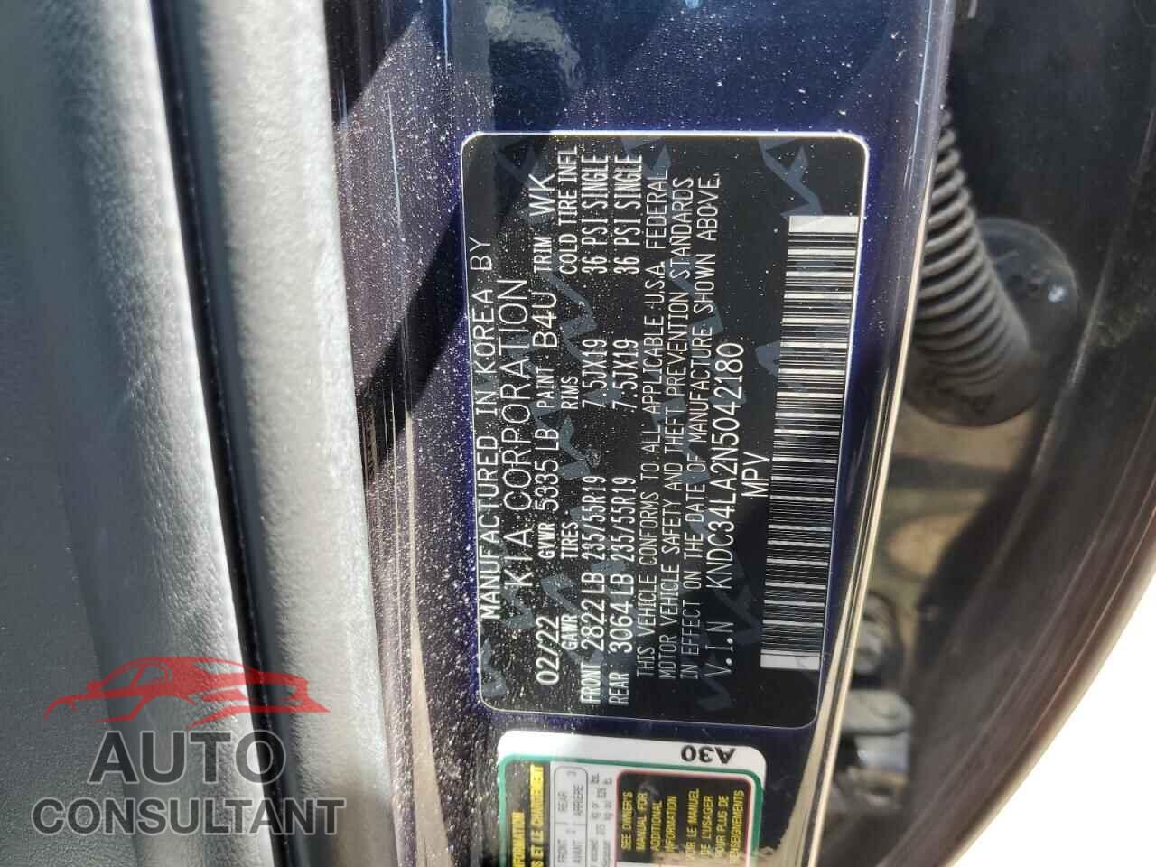 KIA EV6 LIGHT 2022 - KNDC34LA2N5042180