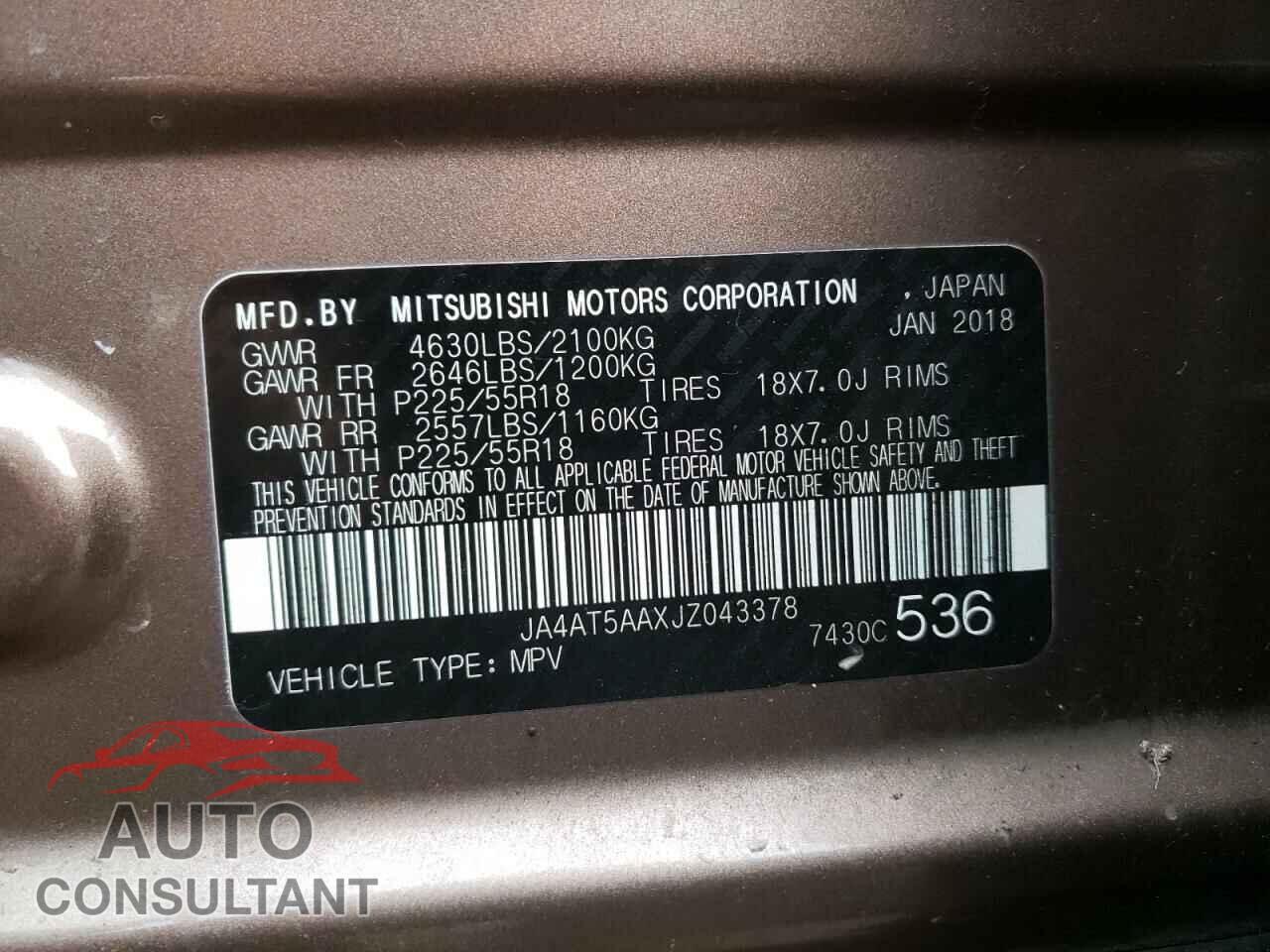 MITSUBISHI ECLIPSE 2018 - JA4AT5AAXJZ043378
