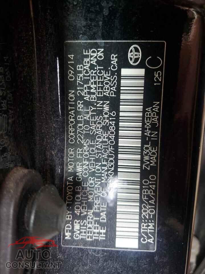 TOYOTA PRIUS 2015 - JTDKN3DU7F0408416
