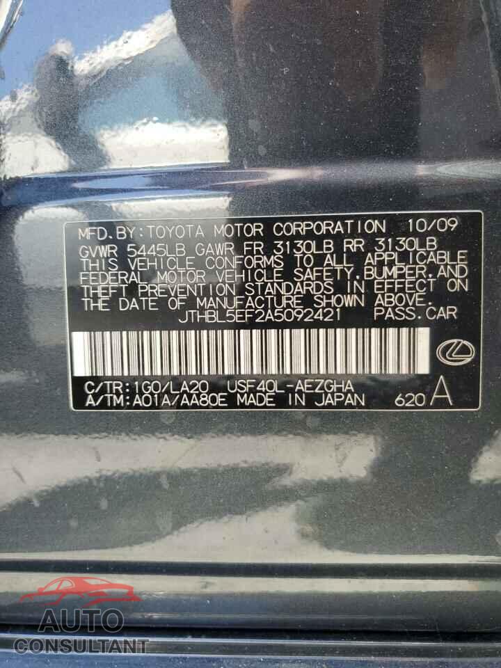LEXUS LS460 2010 - JTHBL5EF2A5092421