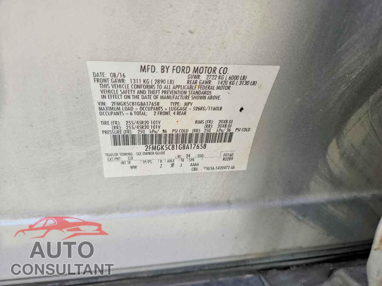 FORD FLEX 2016 - 2FMGK5C81GBA17658