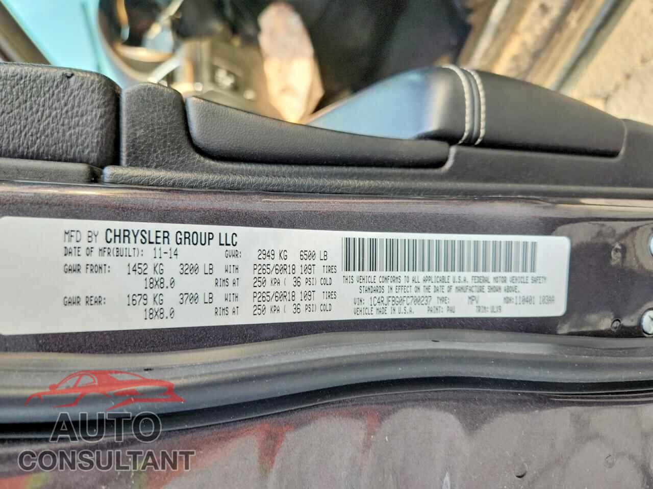 JEEP CHEROKEE 2015 - 1C4RJFBG0FC700237