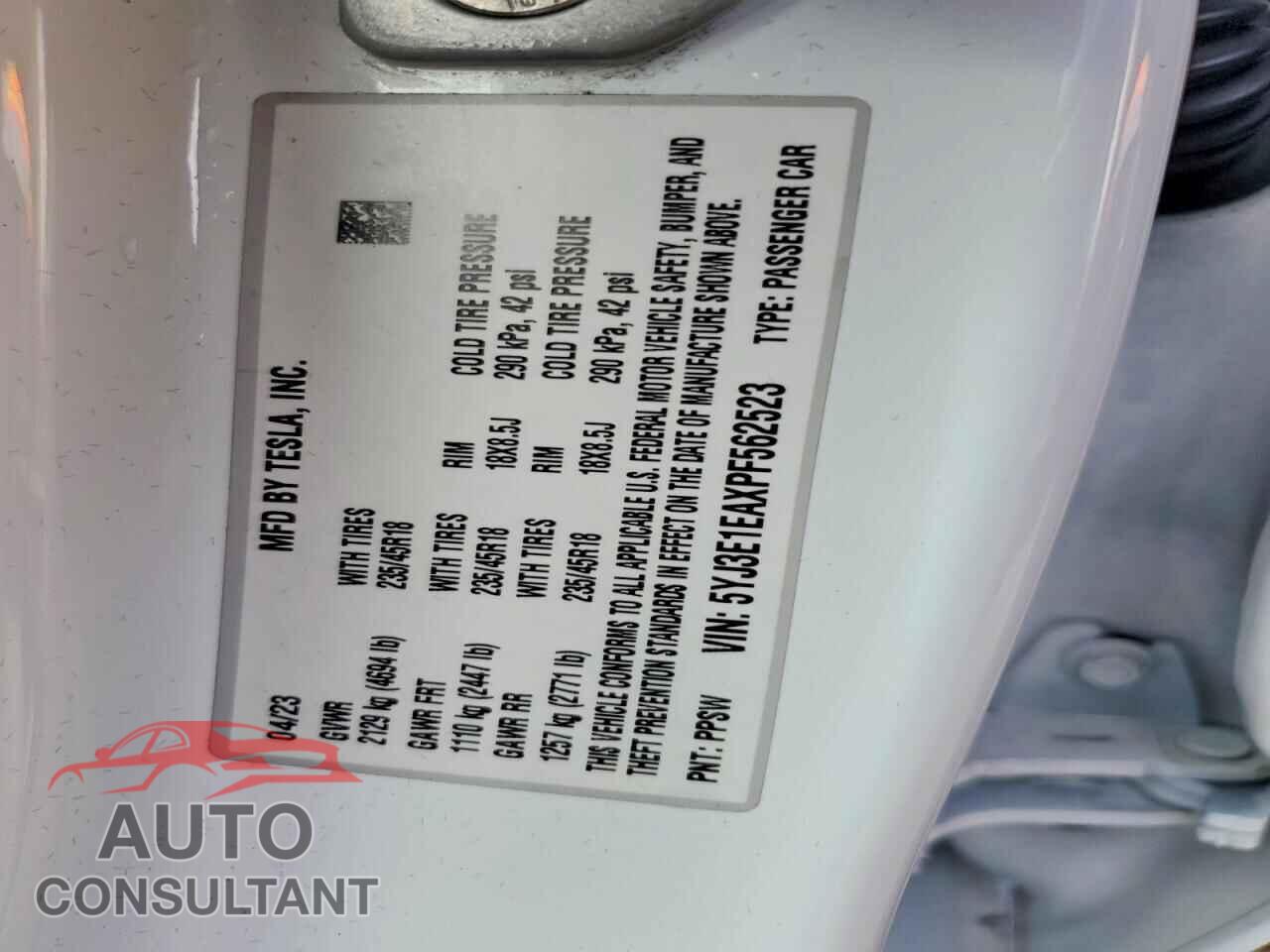 TESLA MODEL 3 2023 - 5YJ3E1EAXPF562523