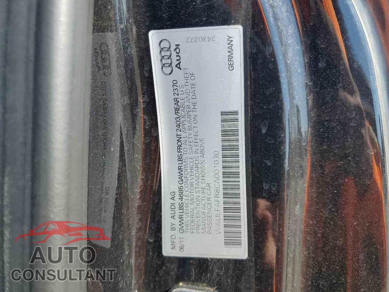 AUDI A5 2012 - WAULFAFR8CA001030