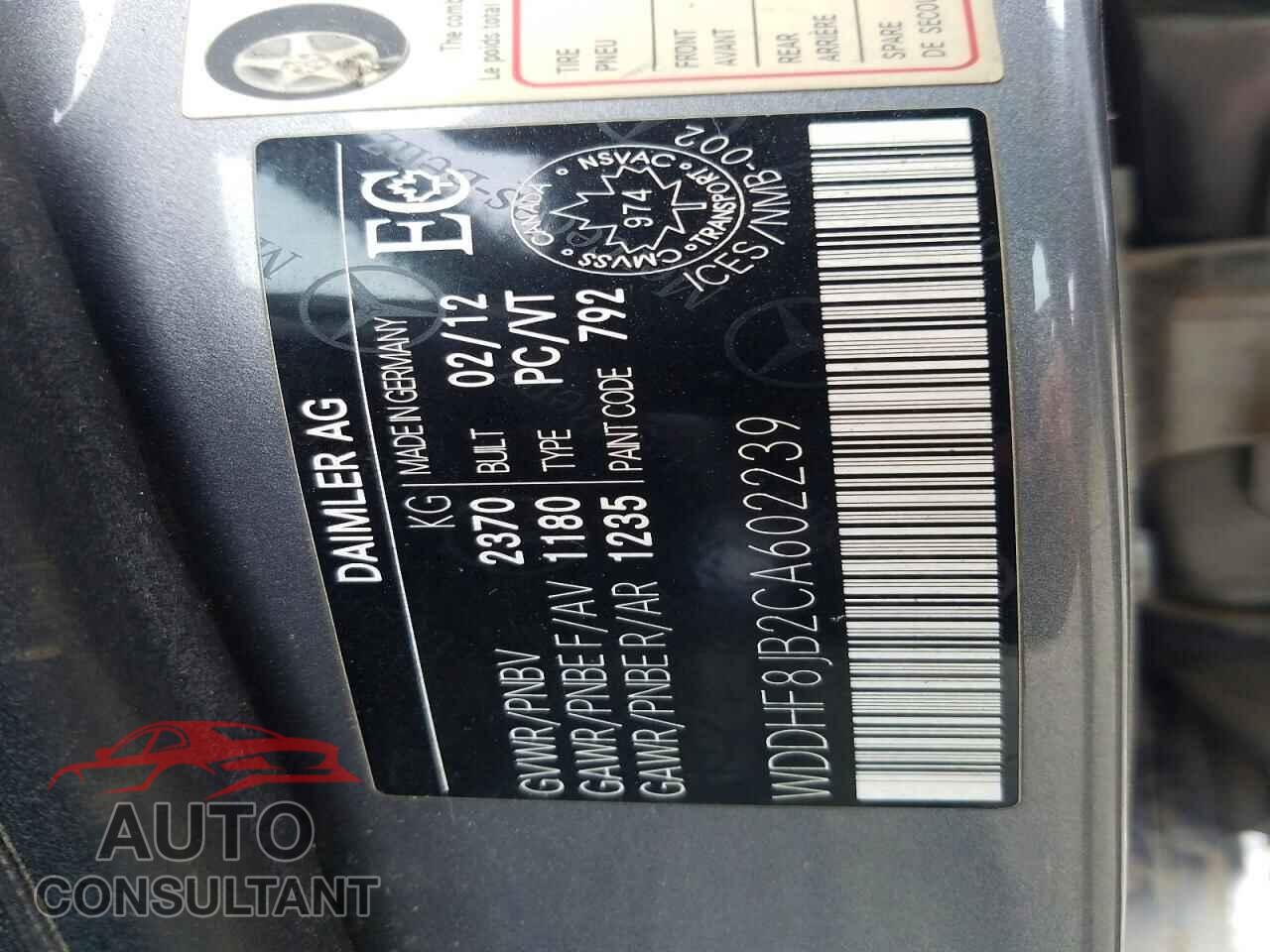 MERCEDES-BENZ E-CLASS 2012 - WDDHF8JB2CA602239