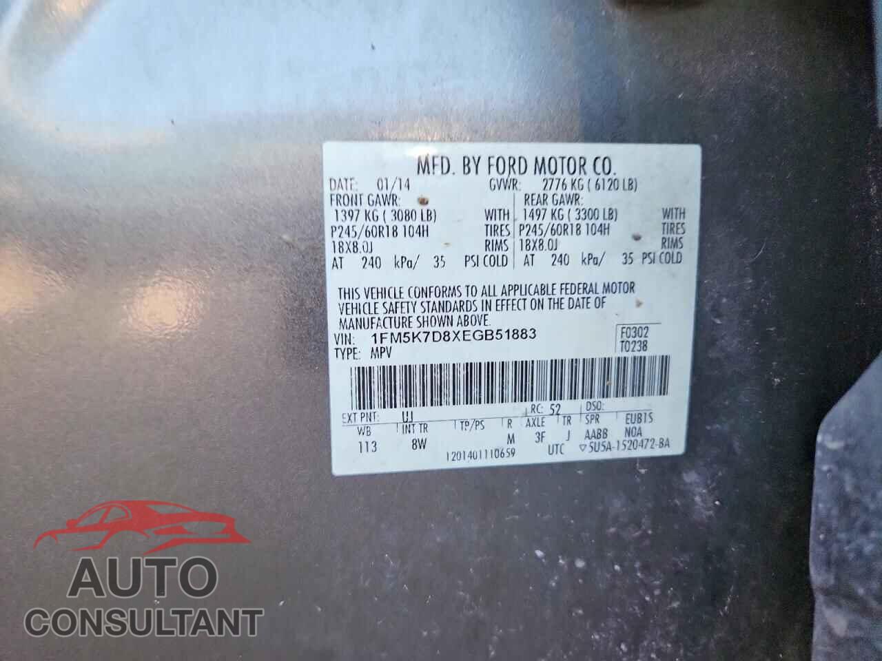 FORD EXPLORER 2014 - 1FM5K7D8XEGB51883