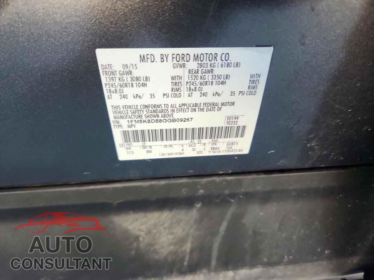 FORD EXPLORER 2016 - 1FM5K8D88GGB09267