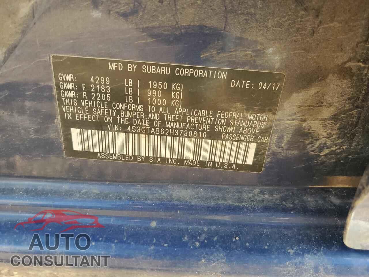 SUBARU IMPREZA 2017 - 4S3GTAB62H3730810