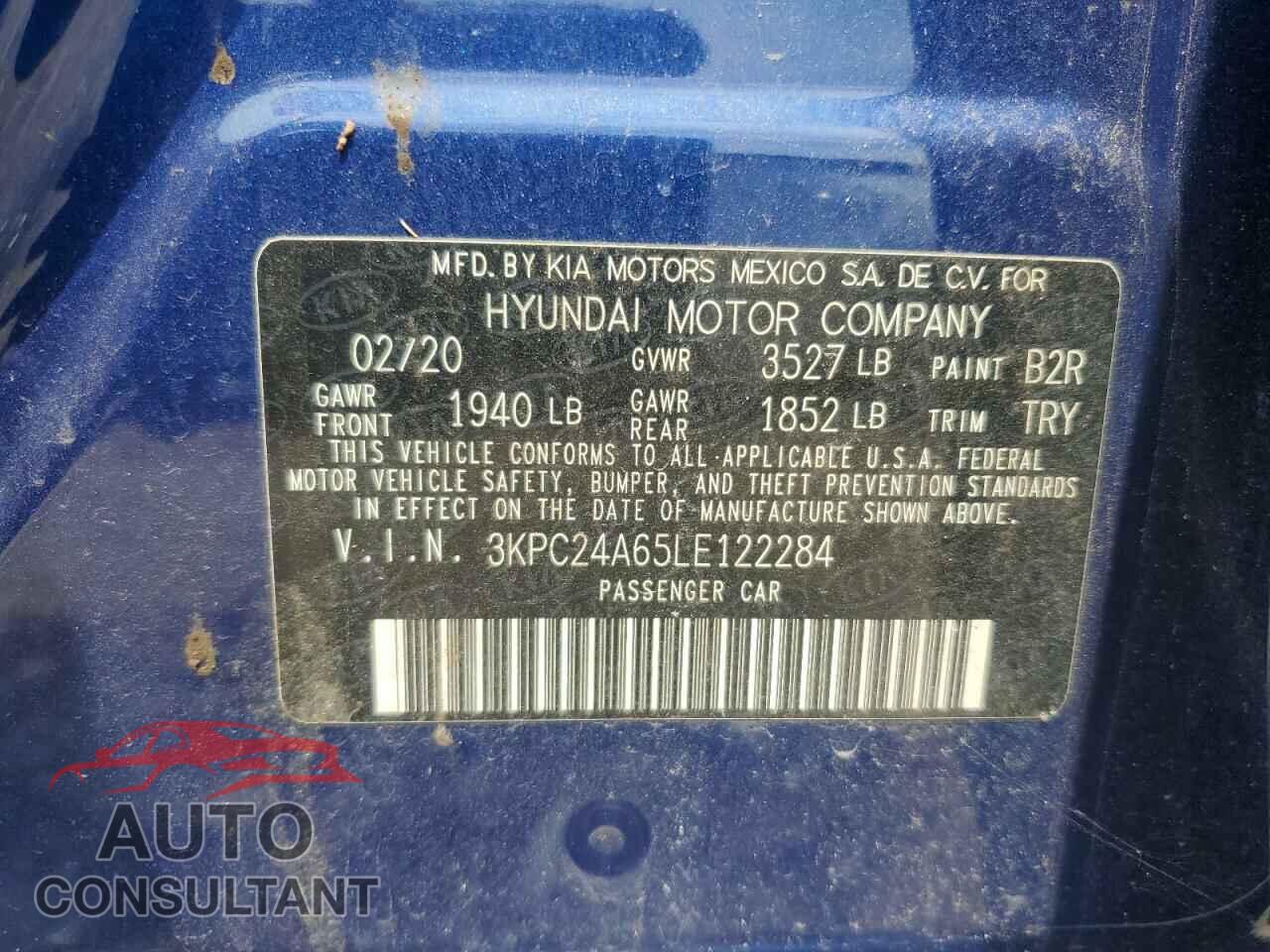 HYUNDAI ACCENT 2020 - 3KPC24A65LE122284