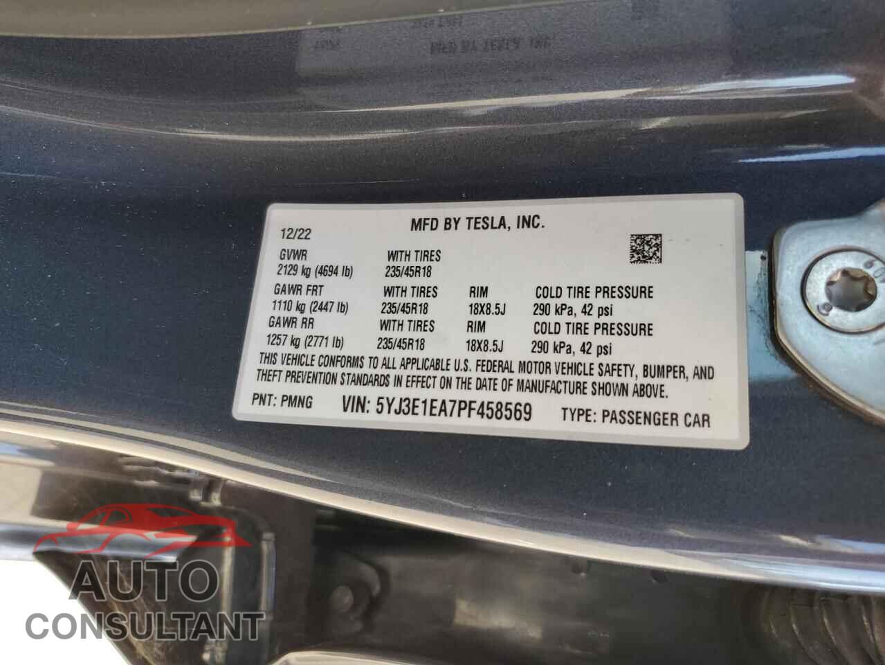 TESLA MODEL 3 2023 - 5YJ3E1EA7PF458569