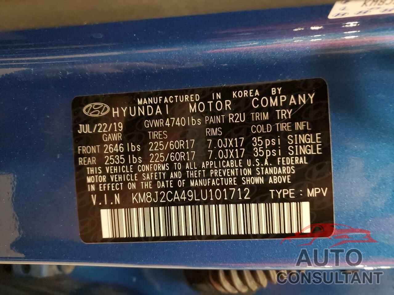 HYUNDAI TUCSON 2020 - KM8J2CA49LU101712