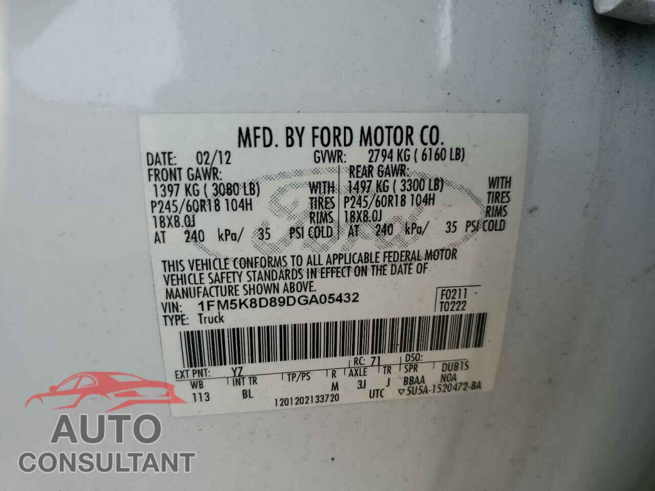 FORD EXPLORER 2013 - 1FM5K8D89DGA05432