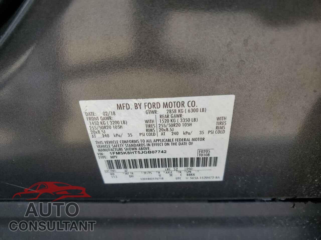 FORD EXPLORER 2018 - 1FM5K8HT5JGB07742
