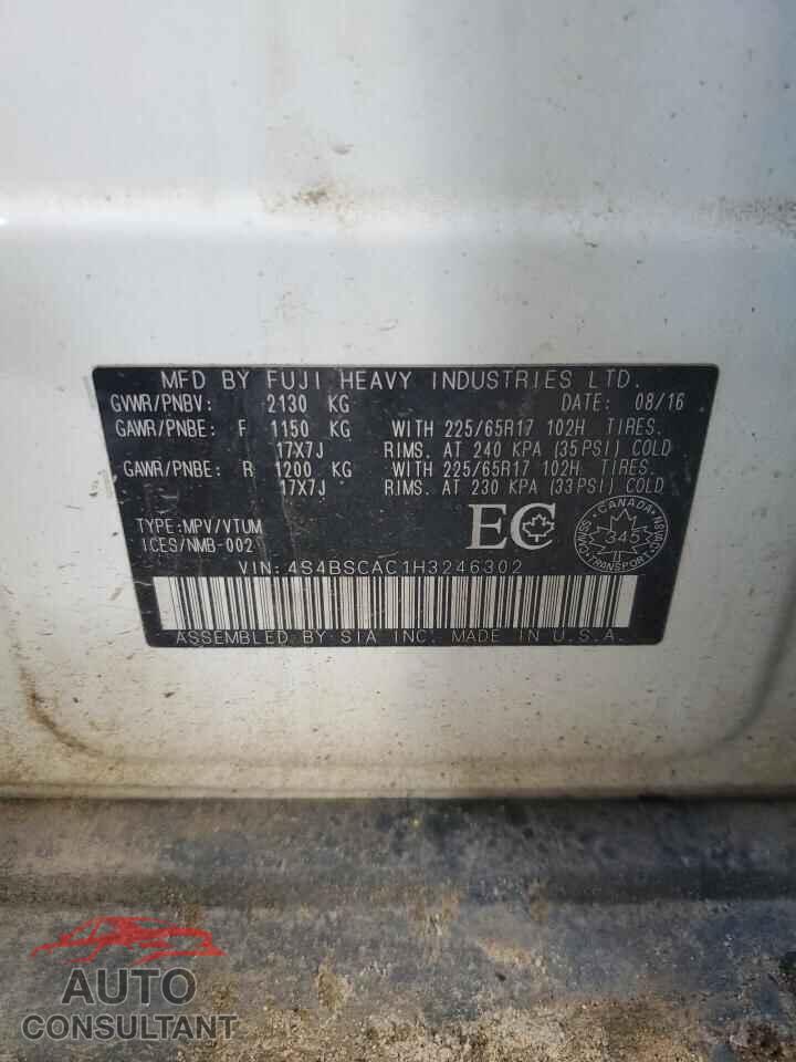 SUBARU OUTBACK 2017 - 4S4BSCAC1H3246302