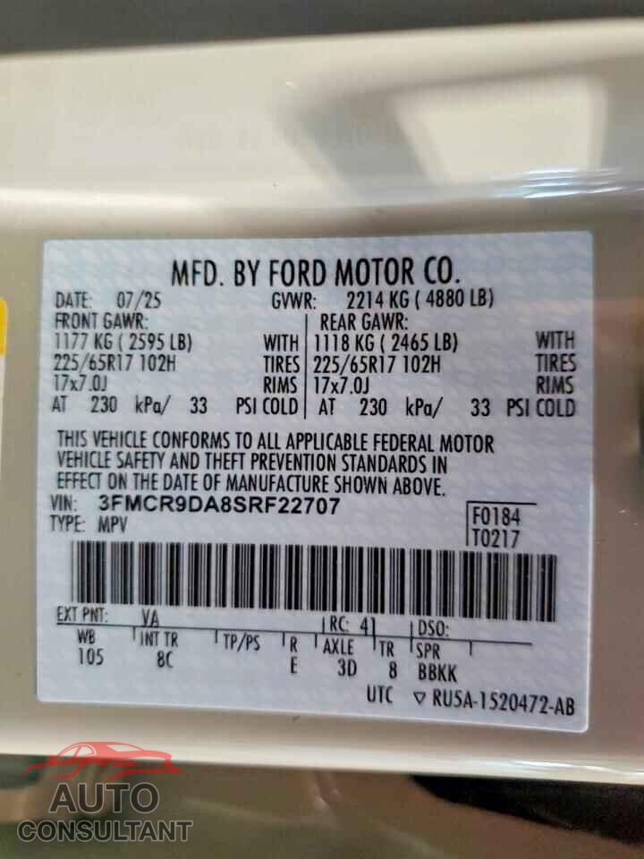 FORD BRONCO 2025 - 3FMCR9DA8SRF22707