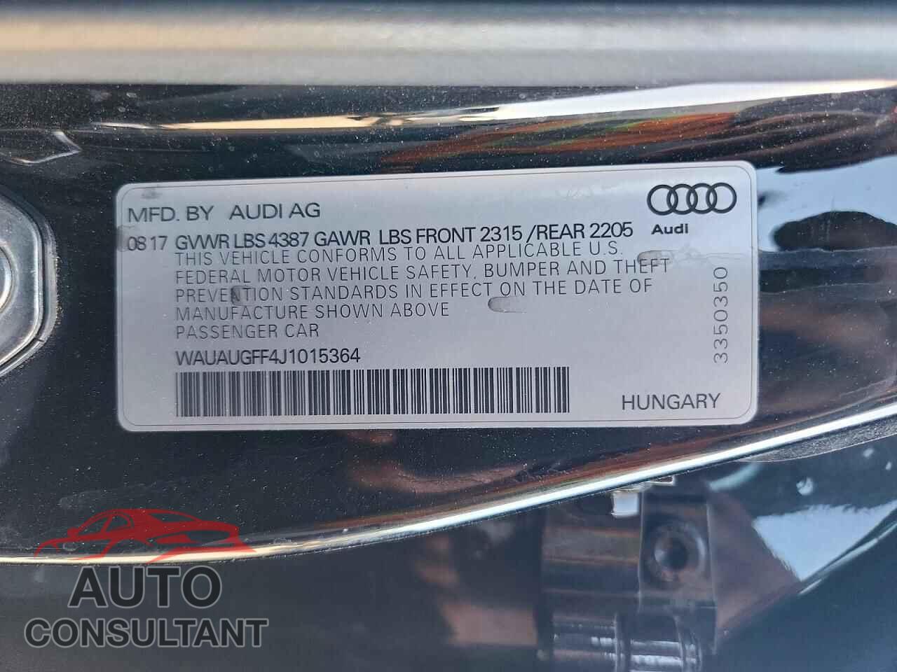 AUDI A3 2018 - WAUAUGFF4J1015364