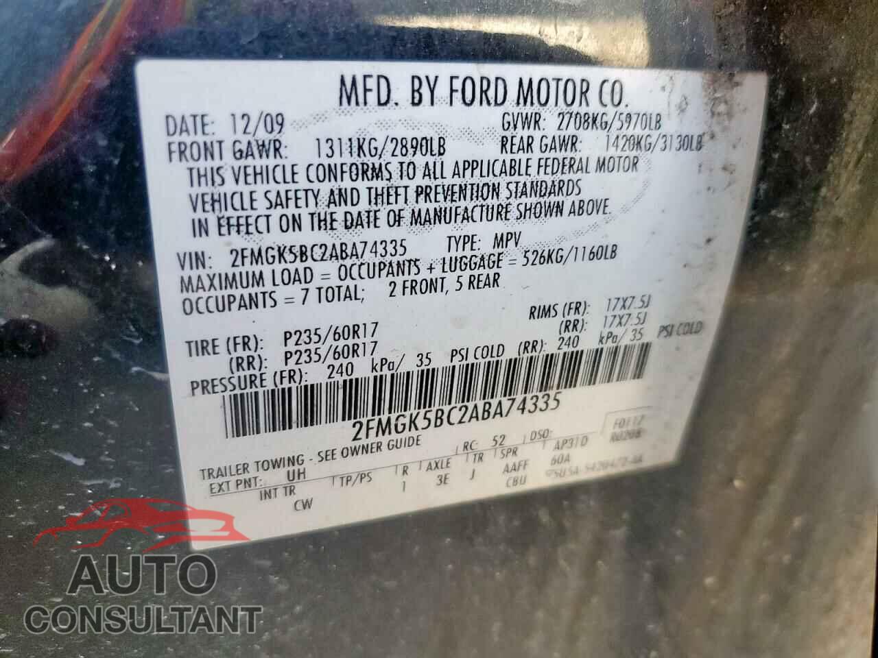 FORD FLEX 2010 - 2FMGK5BC2ABA74335