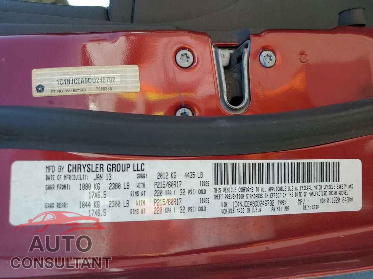 JEEP COMPASS 2013 - 1C4NJCEA9DD246792