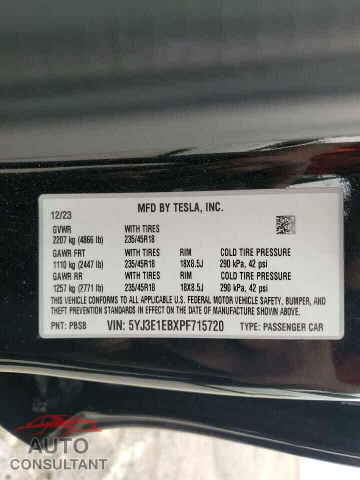 TESLA MODEL 3 2023 - 5YJ3E1EBXPF715720